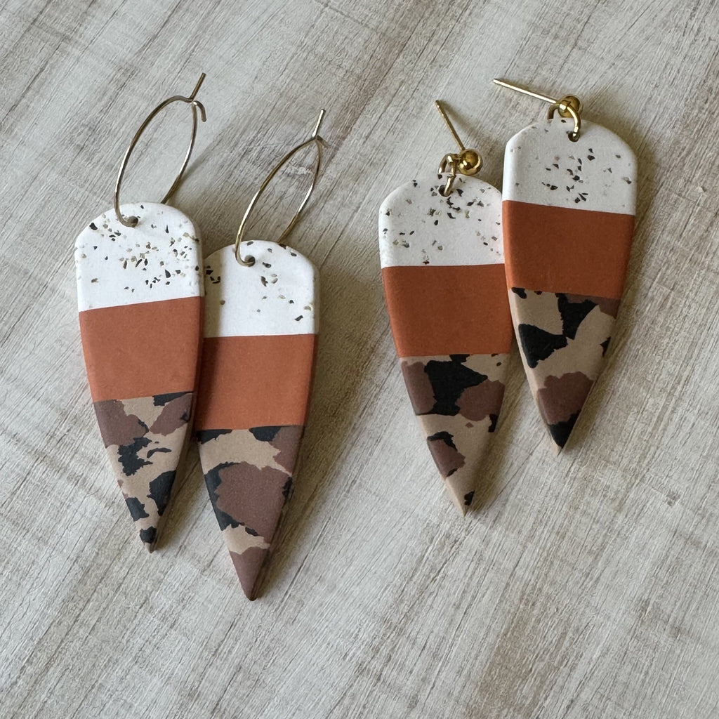 Leopard print dagger polymer clay earrings