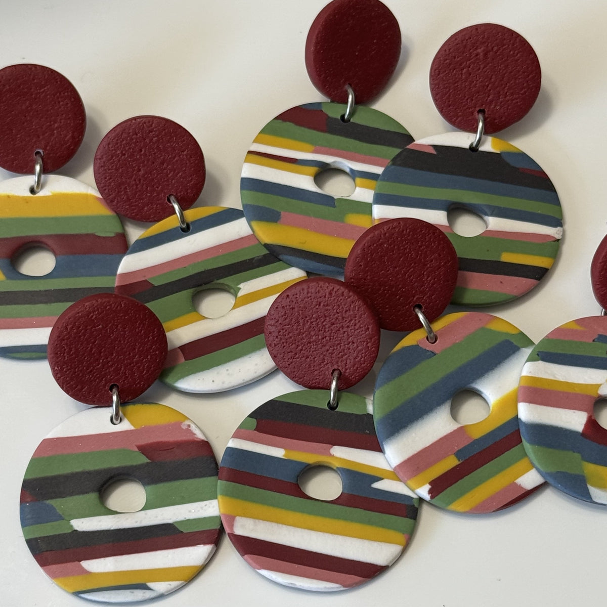 Boho rainbow polymer clay earrings