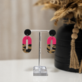 Leopard print statement polymer clay earrings
