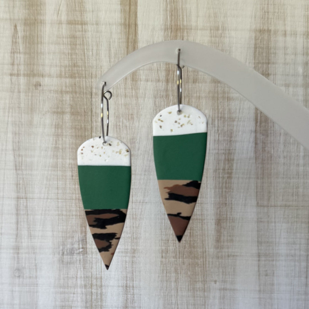 Leopard print dagger polymer clay earrings