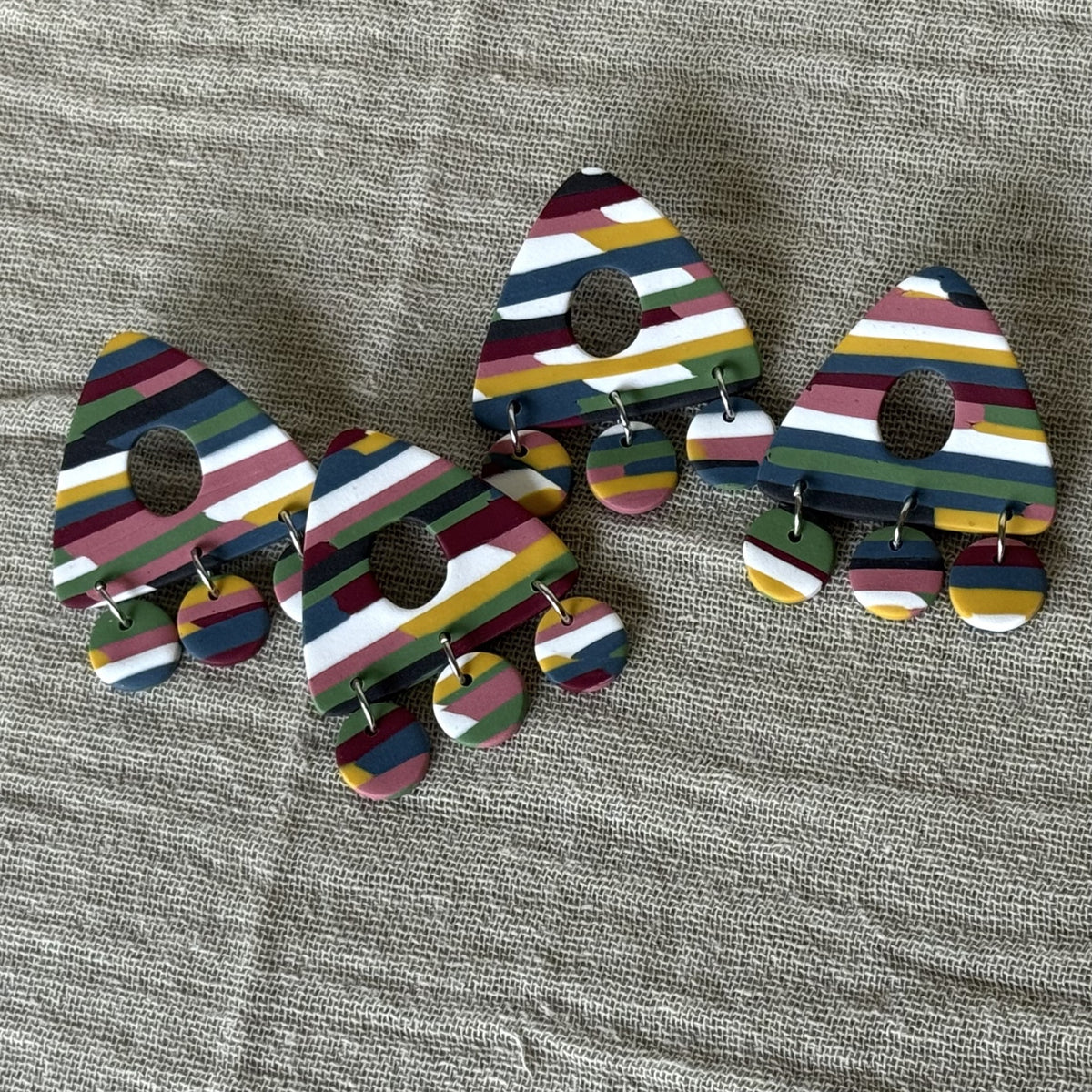 Playful abstract polymer clay drop earrings