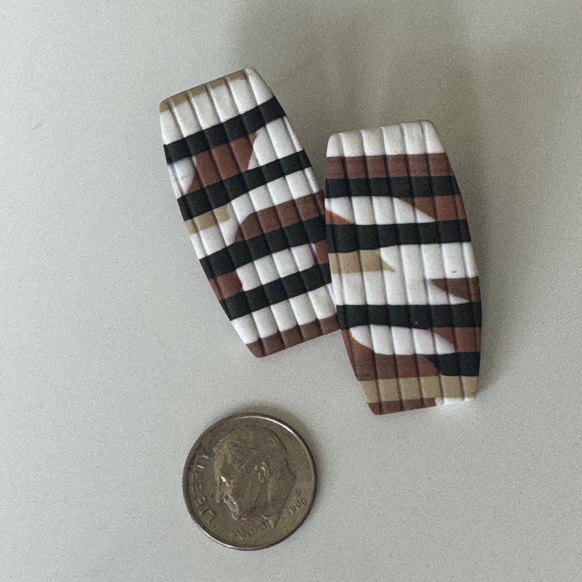 Modern plaid polymer clay earrings