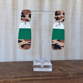Leopard print green polymer clay earrings