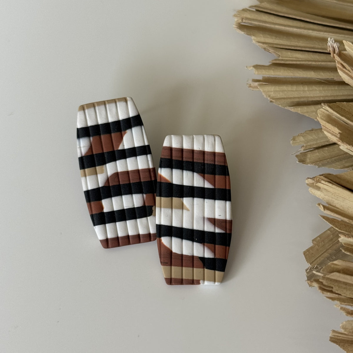Modern plaid polymer clay earrings