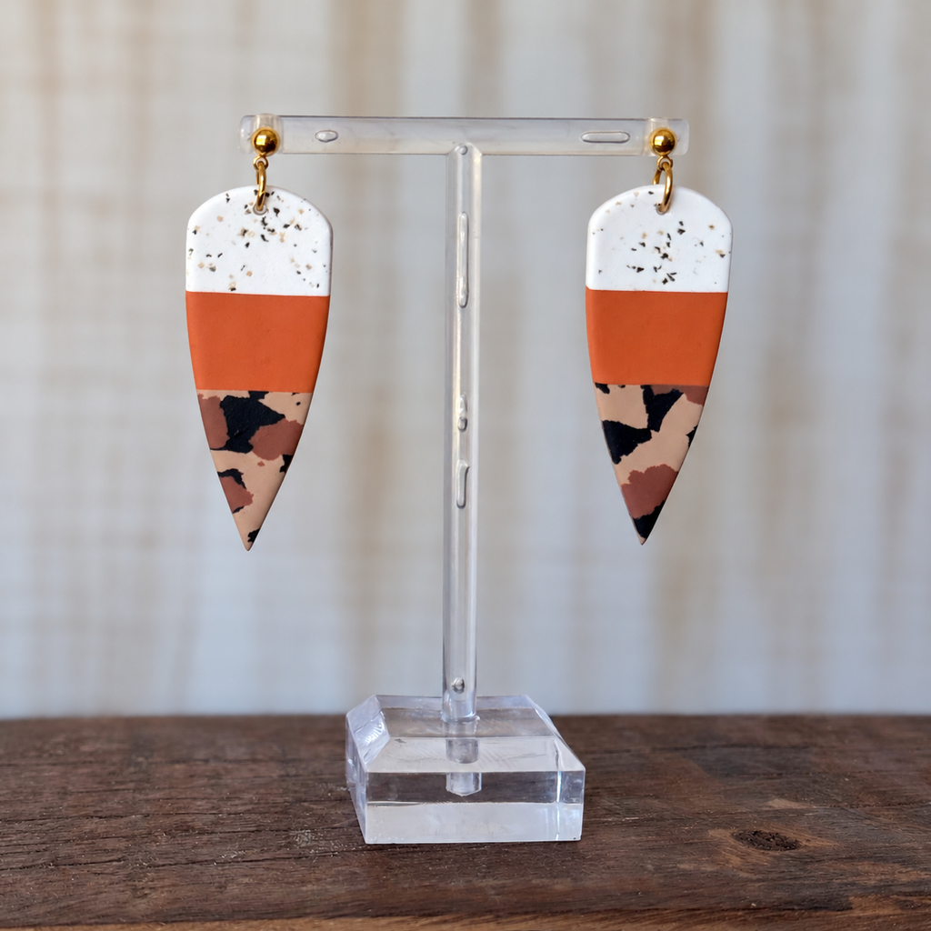 Leopard print dagger polymer clay earrings