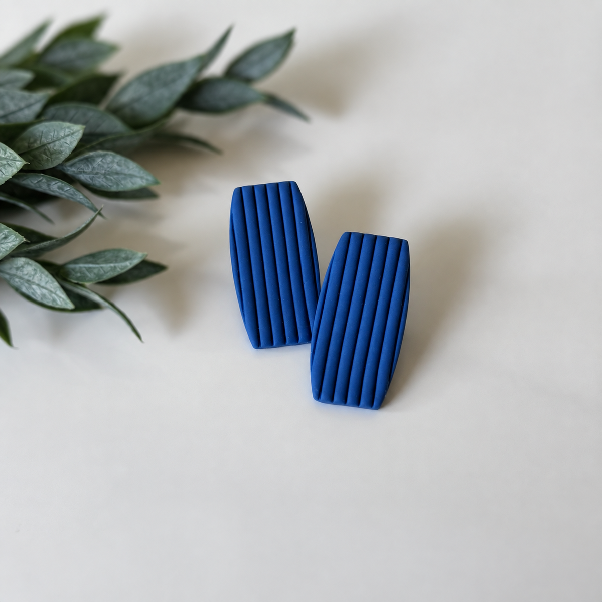 Bold Cobalt blue polymer clay earrings