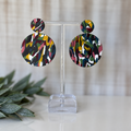 Abstract artistic round polymer clay earrings