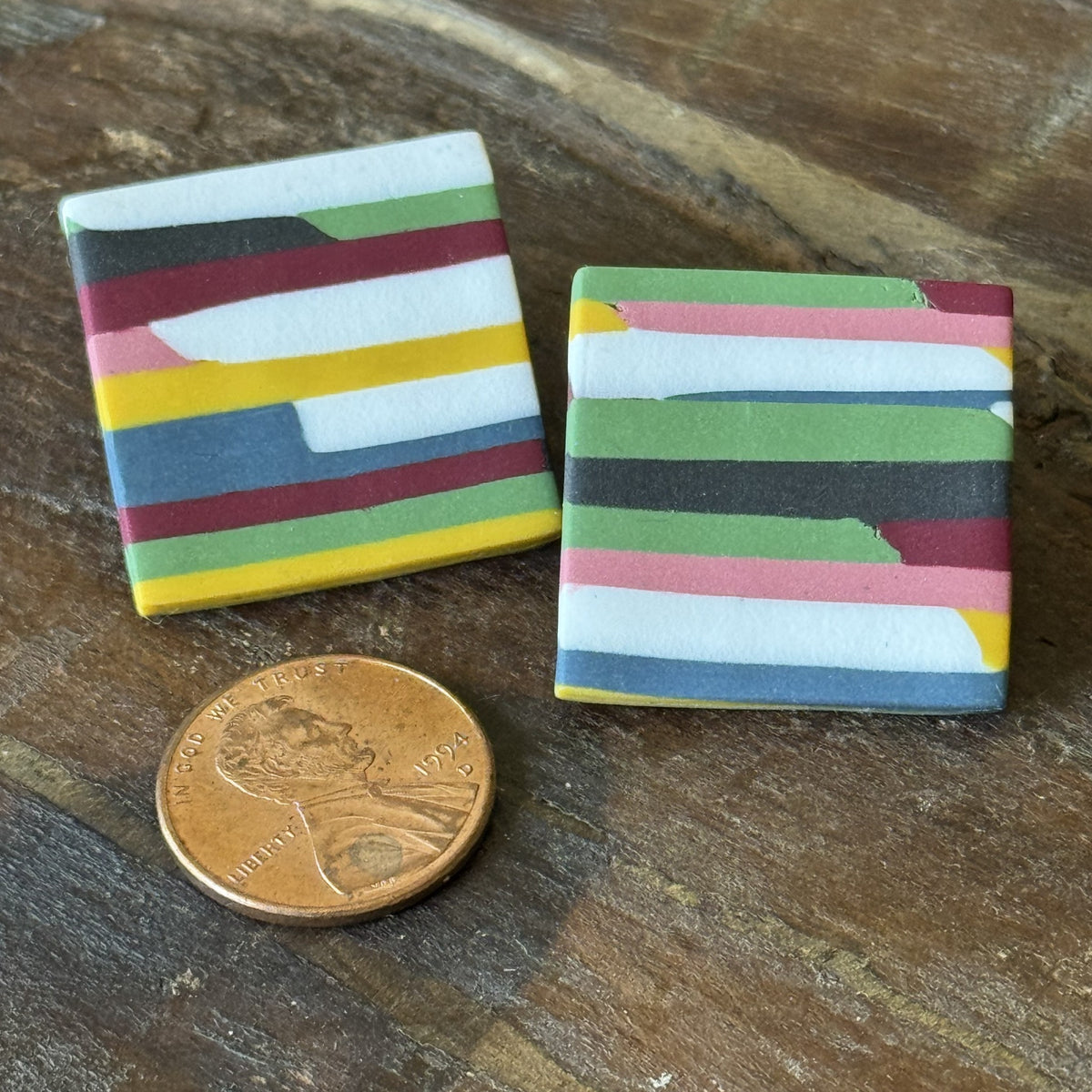 Artistic Square Polymer Clay stud earrings