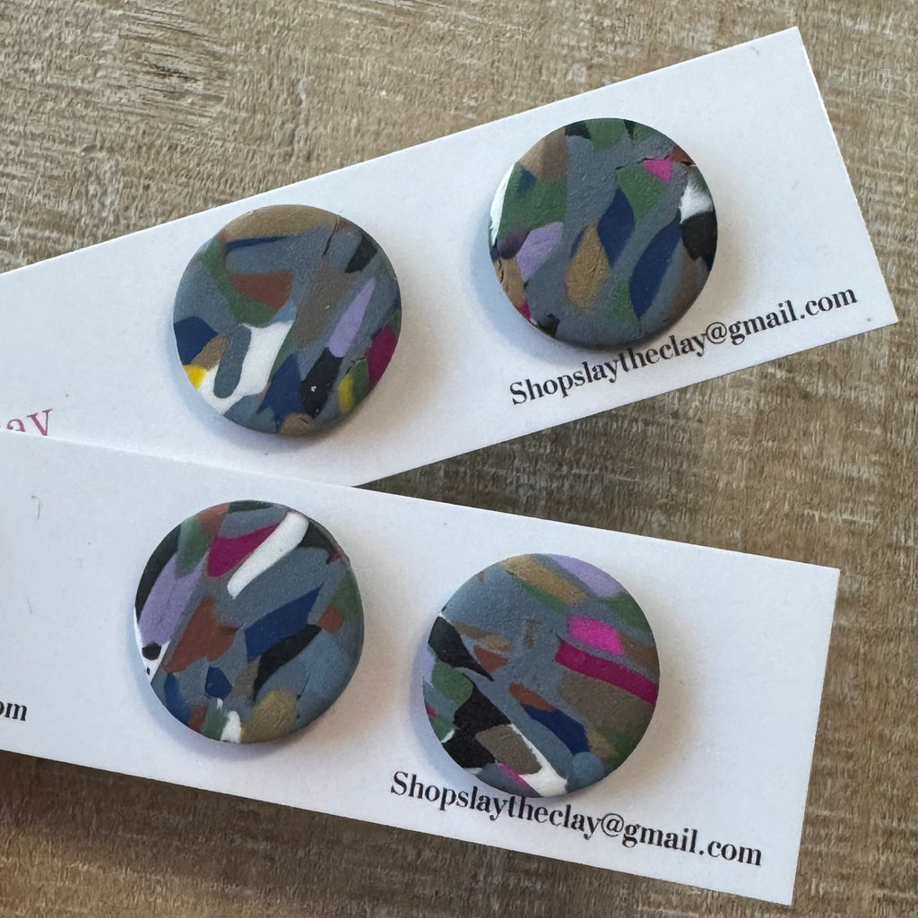 Abstract colorful polymer clay stud earrings