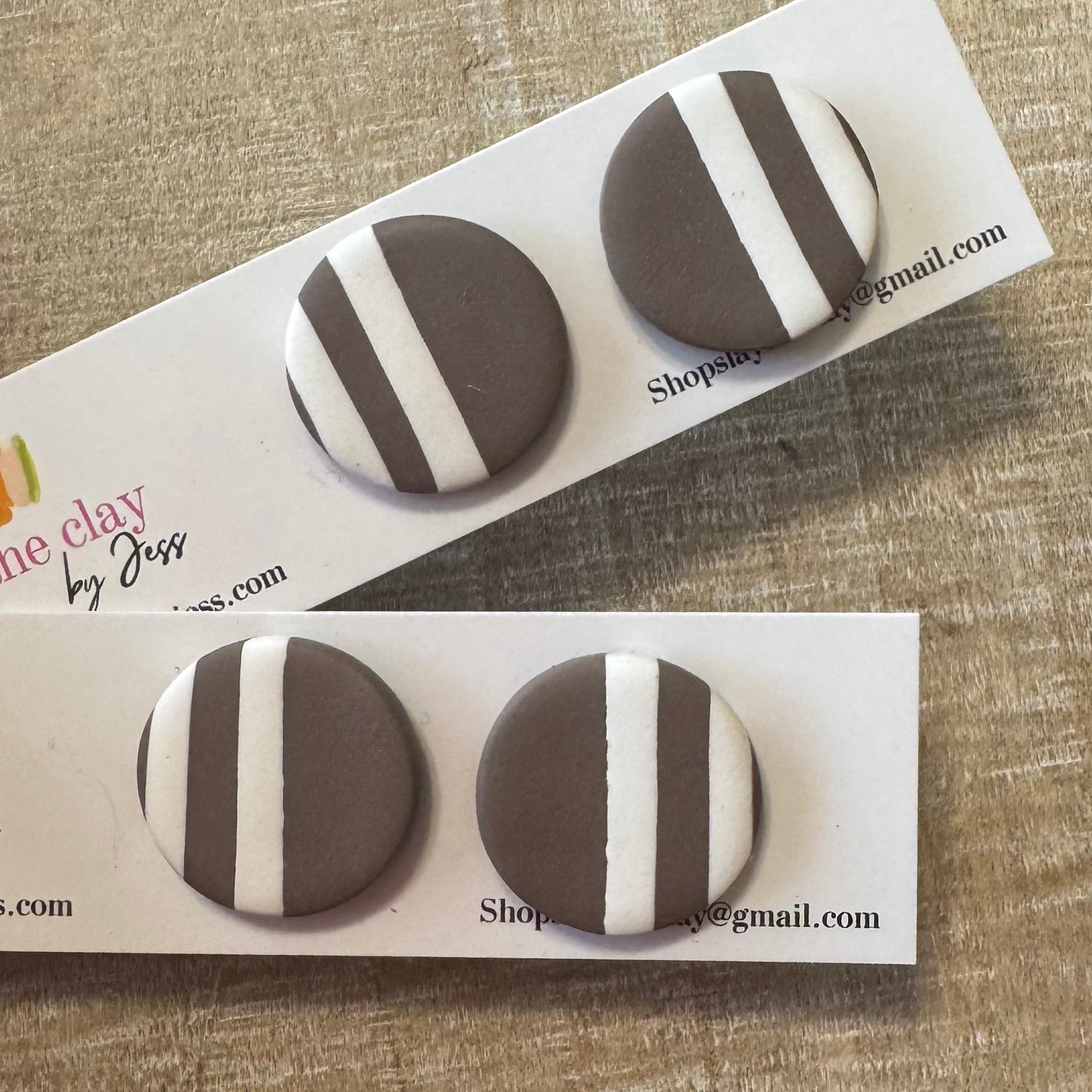 Taupe brown polymer clay stud earrings