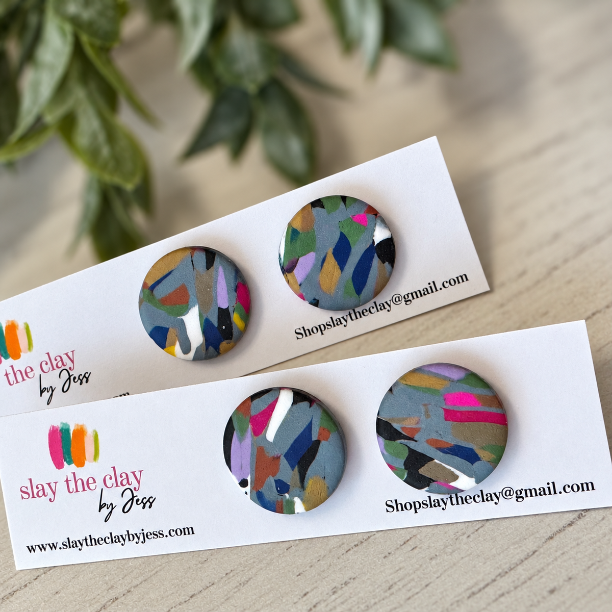 Abstract colorful polymer clay stud earrings