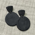 Black textured polymer clay earrings