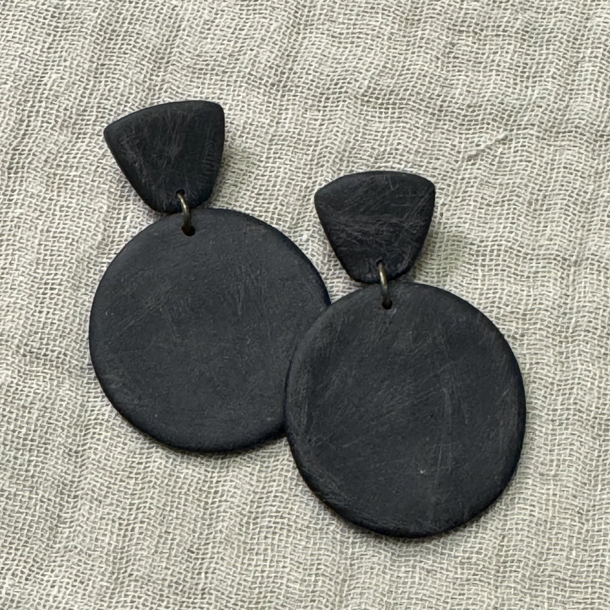 Black textured polymer clay earrings