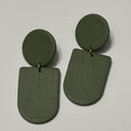 Army green polymer clay earrings