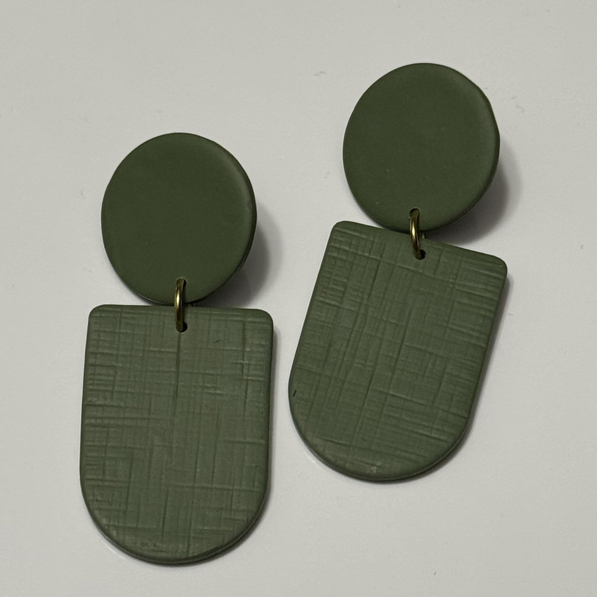 Army green polymer clay earrings