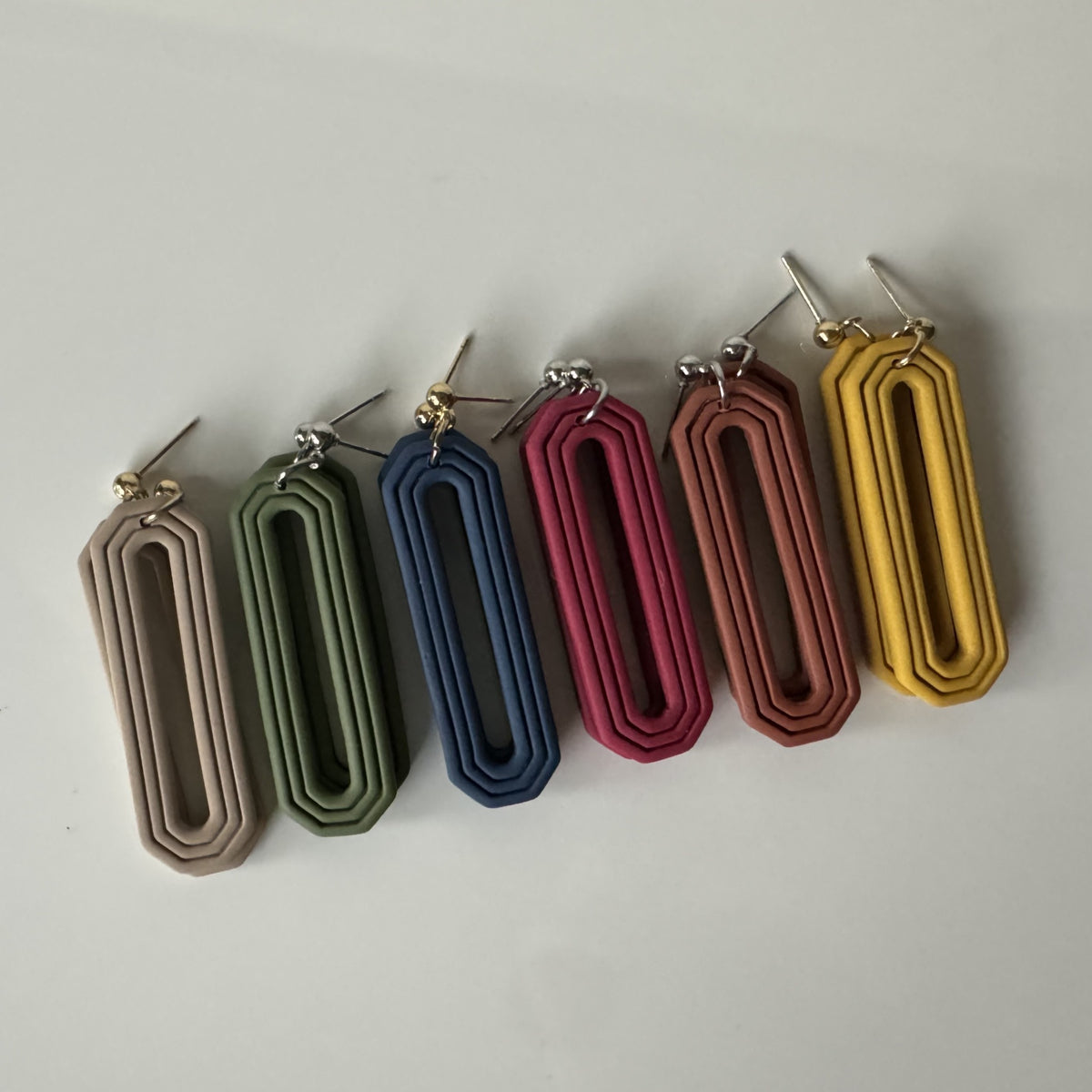 Pop of color long polymer clay earrings