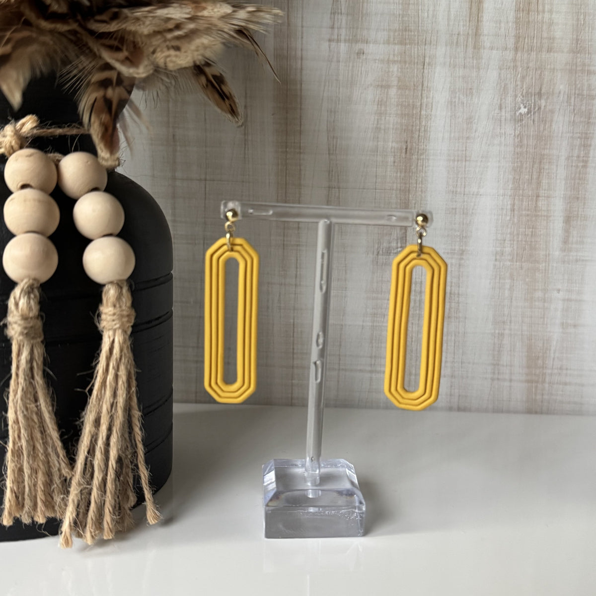 Pop of color long polymer clay earrings