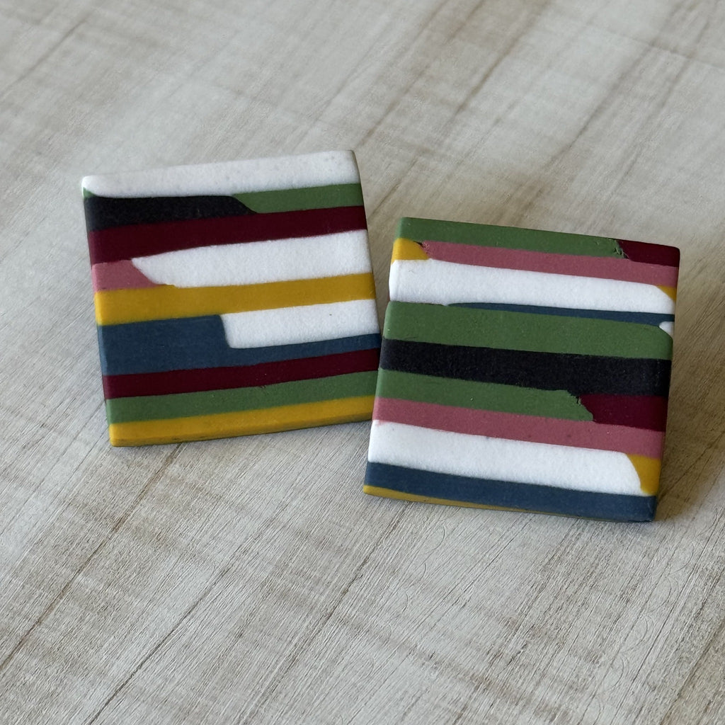 Artistic Square Polymer Clay stud earrings